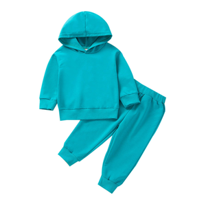 Ensemble de survêtement unisexe pour adulte en molleton bleu aqua taille plus personnalisé pour l'hiver, deux pièces, sweat à capuche et pantalon de jogging - Product Image 1