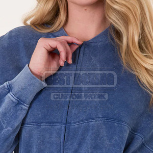2025 100% coton Tech polaire femmes lavage à l'acide survêtements coton plaine deux pièces lavage à l'acide survêtements pour dames - Product Image 5