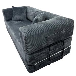Modern Luxury Corduroy Fabric Modular Sofa Convertible Full Foam <b>Foldable</b> Floor Sofa <b>Bed</b> Living Hotel Use Iron <b>Frame</b> Vacuum - Product Image 3