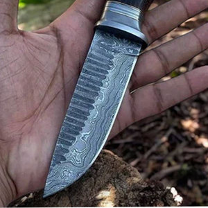 Cuchillo de Camping KBS GOODS, Hoja de Acero de Damasco Personalizable, Mango de Madera de Nogal, Alta Calidad, Hecho a Mano, 12 Pulgadas, Grado Industrial, 3 Años - Product Image 5