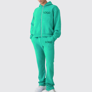 Ensemble de survêtement unisexe personnalisé avec logo imprimé pour homme : sweat à capuche épais et pantalon de jogging - Product Image 1