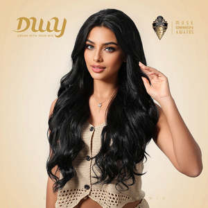 CLEARANCE SALE! Asher C-DWY 28 Inches Long Curly Glueless Synthetic <b>Wig</b> for Women Black with Transparent Lace Front Side Part - Product Image 3