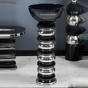 Tazón de Servir Redondo de Diseño con Hojas Metálicas de Acero y Latón, Acabado Blanco y Dorado, Más Vendido - Product Image 4