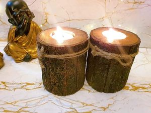 Porte-bougie en bois décoratif fait à la main pour les fêtes de Noël et de mariage Décoration de chambre économique - Product Image 5