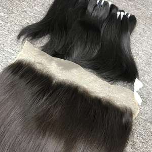 Prix usine vente chaude 100% Extensions de cheveux raides naturels humains 13x4 13x6 Transparent pour cheveux frontaux en dentelle - Product Image 2