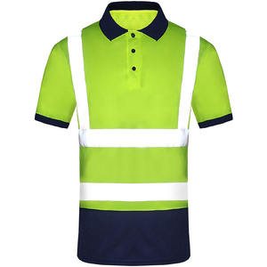 Hi Vis Reflective Polo <b>Shirts</b> High Visibility Safety Short Sleeve Polo <b>Shirt</b> with <b>Black</b> Bottom Orange Yellow Reflective T-<b>Shirt</b> - Product Image 4