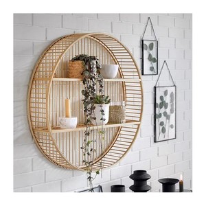 New design bamboo shelf wall rack cheap price walll-mounted round shelves storage racks OEM accepted