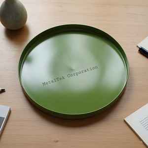 Bandeja DE SERVICIO DE METAL decorativa redonda verde grande, colores personalizados para hotel, restaurante, decoración del hogar, uso de bandejas organizadoras de tocador - Product Image 2