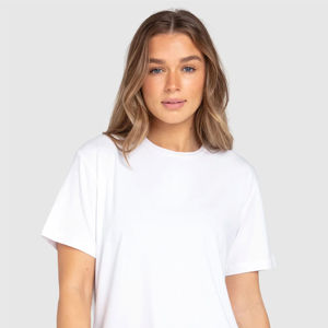 Venta al por mayor de camisetas de manga corta personalizadas 100% algodón con cuello en V para mujer transpirable sólido/estampado informal con logotipo de invierno - Product Image 5