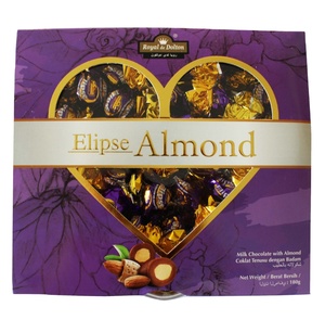 ROYAL DE DOLTON Elipse Chocolate de almendras Chocolate de leche sólido con galletas de almendras y dulces empaquetados en contenedor de papel de regalo - Product Image 1