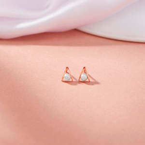 <b>Pearl</b> Axis Stud Gold <b>Earring</b> with <b>Diamond</b> Bezel Setting Trendy Geometric Gift for Party <b>and</b> Anniversary - Product Image 1