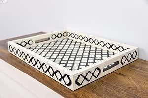 Vente en gros plateau de service de luxe fait main en résine taille personnalisée plateau de mariage en incrustation d'os avec vente à l'exportation de nourriture de style fantaisie - Product Image 6