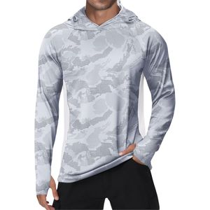 Invierno al aire libre transpirable compresión con capucha camisa hombres ajustable gimnasio Fitness secado rápido Flexible ligero rendimiento camisas - Product Image 5
