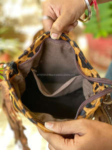 Bolso cruzado de piel de vaca con pelo real, monedero mediano con flecos, vaquera occidental, bolsos de mano de cuero a la moda para mujer - Product Image 6