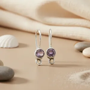 Bijoux en argent 925 pour femmes, élégantes boucles d'oreilles pendantes en améthyste, accessoire de mode - Product Image 3