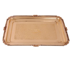 Suministro directo de fábrica Floral Cutwork Bandeja de hierro Exhibición de metal rústico duradero para acento y almacenamiento de sala de estar - Product Image 4