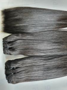 Perruque de cheveux humains vierges Remy vietnamiens ultra-lisses de 10 pouces pour femmes noires, extensions à double trame cousues à la machine, couleur personnalisable - Product Image 6