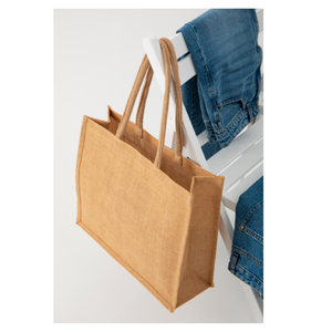 Bolsa de yute ecológica personalizable, bolsa de compras de cáñamo reciclada reutilizable natural grande con personalización de logotipo - Product Image 3