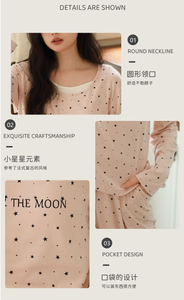 Conjunto de Pijamas de Mujer al por Mayor con Estampado de Estrellas, 2 Piezas, Manga Larga, Viscosa, Ropa de Dormir Cómoda y Transpirable para Mujer - Product Image 3
