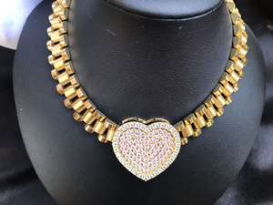 מותאם אישית אופנתית נירוסטה nuggt שרשרת יהלום מסגרת לב שרשרת אופנה נשים שרשרת תכשיטים לנשים מתנה - Product Image 2