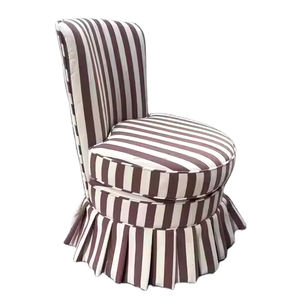 Fauteuil de salon vintage français en tissu à dossier rond, fauteuil d'appoint rembourré, chaises longues - Product Image 3