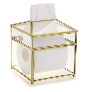 Boîte à mouchoirs en cristal avec strass en papier, en métal et en verre, aspect royal, luxe, nouvelle décoration pour la maison, conteneur décoratif de luxe pour hôtel - Product Image 3