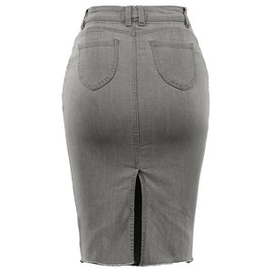 กระโปรงยีนส์ทรงดินสอเอวสูงสไตล์วินเทจ ผ้าเดนิมรักษ์โลก พร้อมซิปหลังและกระเป๋าข้าง ช่วยให้ดูผอมเพรียว - Product Image 4