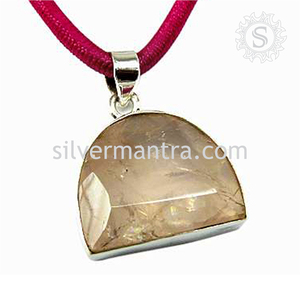 2024เครื่องประดับแฟชั่นใหม่จี้หินควอตซ์รูปกุหลาบ925เงินสเตอร์ลิงสำหรับผู้หญิงสร้อยคอจี้เงินเครื่องประดับผู้ผลิต - Product Image 2