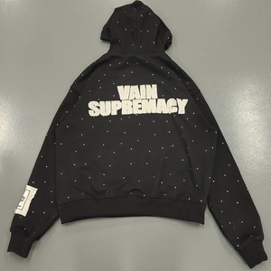 เสื้อมีฮู้ดผ้าฝ้ายผสมพลอยเทียมสำหรับผู้ชายซักแบบสวมศีรษะโอเวอร์ไซส์ผ้าปะต่อผ้าแบบสวมศีรษะมีฮู้ด - Product Image 4