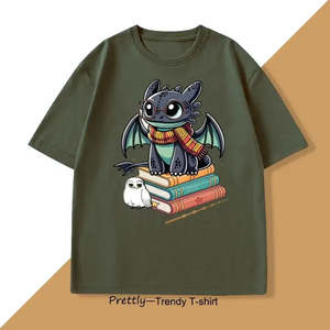 Camiseta Divertida de Anime con Diseño de Dragón, Algodón Mercerizado de 200g-280g, Tela Jersey Comprimida, Disponible en Algodón/Fibra de Bambú - Product Image 6