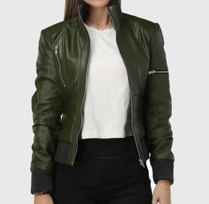 Veste en cuir ajustée pour femmes de haute qualité | Veste en cuir véritable en cuir de vachette pour des tenues à la mode - Product Image 1