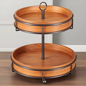 Bandeja de madera de dos niveles con abalorio Vintage, soporte para pasteles con marco de Metal, molde de resina epoxi, perfecto para la decoración del hogar y fiestas - Product Image 6