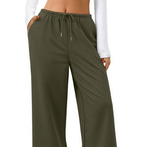 กางเกงสเวตแพนท์ทรงหลวมเอวผูกเชือก ลวดลายโลโก้แบบกำหนดเอง สไตล์ลำลองทันสมัย ดูหรูหรา ระบายอากาศได้ดี เหมาะสำหรับใส่กลางแจ้ง ผ้าซักแล้ว สำหรับผู้หญิง - Product Image 1