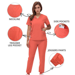 Conjunto de uniforme de hospital de enfermera personalizado para mujer pantalones de Jogger de algodón suaves y cómodos con traje de tela elástica - Product Image 2