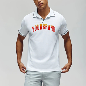 Nouveau arrivé 2025 100% coton hommes polo personnalisé 3D bouffée imprimé logo couleur blanche unie coupe régulière polo t-shirt pour hommes - Product Image 4
