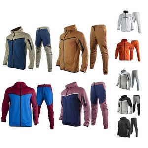 LOGO personalizado Hombres Chándales Stand Collar Patchwork Cremallera Cardigan Pantalones Conjuntos de dos piezas Primavera Otoño Moda Casual Traje Masculino - Product Image 5