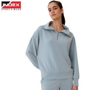 Sudadera de cuello vuelto con media Cadena de gran tamaño para mujer con logotipo personalizado al por mayor - Product Image 6