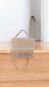 Fashion Designer Classy Party <b>Clutch</b> Bag with Double Side Crystal Oval Shape <b>Pearl</b> Tassels Work Accessories - Product Image 2