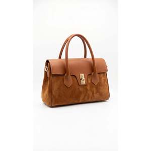Structured <b>Handbag</b> in Genuine Dollaro and Suede Leather - Made in Italy - Art. 26098 - Product Image 1