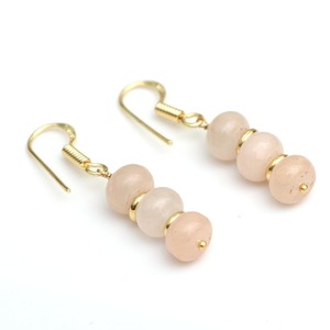 Boucles d'oreilles pendantes en forme d'aventurine de pêche faite à la main, perles entretoises en or, boucles d'oreilles et boucles d'oreilles pendantes en plaqué or - Product Image 2