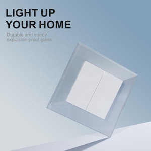 Interruptor de Luz de Pared Empotrado de 2 Módulos y 1 Ví<span class=keywords><strong>a</strong></span>, Diseño Elegante, Cristal Brillante, Estándar Europeo 86*86, Color Blanco, Negro, Gris y Dorado - Product Image 2