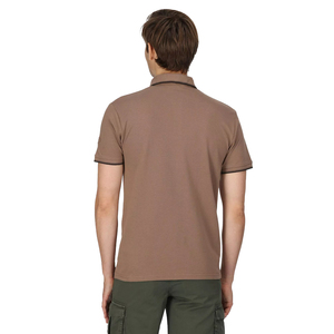 เสื้อยืดโปโลทรงพอดีตัวทั่วไปสำหรับผู้ชายเสื้อโปโลปักลายสีน้ำตาลสำหรับฤดูร้อน - Product Image 2