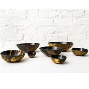 Bol à mélanger pour aliments en corne véritable de qualité exclusive Vaisselle tendance Forme et logo personnalisés Bols d'ustensiles de cuisine en corne de Viking de buffle - Product Image 1