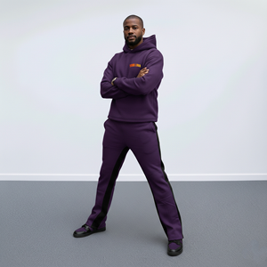 Ensemble de survêtement 2 pièces OEM personnalisé pour homme, 450 GSM, streetwear uni, coupe décontractée, écologique, avec sweat à capuche et pantalon large - Product Image 1