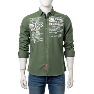 Chemise en lin et coton anti-rides pour homme, tissu doux et respirant, impression par décharge, vêtement décontracté, chemise confortable pour un usage quotidien, fournisseur - Product Image 1