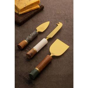 Golden <b>Cheese</b> <b>Knife</b> <b>Set</b> 6-Piece Stainless Steel <b>Cheese</b> Cutter Spreader Shaver Ergonomic Handles Holiday Birthday Wedding Parties - Product Image 6