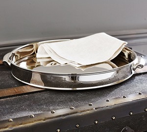 Plateau de service ovale en acier inoxydable avec poignées, design moderne et luxueux, vaisselle de haute qualité pour une utilisation sur le bureau, facile à nettoyer - Product Image 4