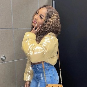 Custom Women's Winter Down Coats Breathable <b>Puffer</b> Crop Top <b>Jacket</b> with Long Cotton Filling Wholesale OEM - Product Image 4