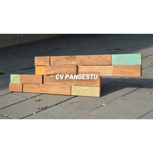 Panneau mural insonorisant en bois massif recyclé moderne, revêtement décoratif, accent de couleur pour les murs intérieurs de centres commerciaux et de villas - Product Image 2