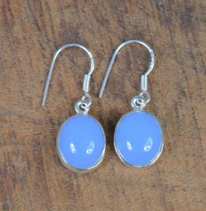 ต่างหูพลอยคาลซิโดนีสีเงินสเตอริ925สไตล์โบฮีเมียนต่างหูสำหรับงานครบรอบของผู้หญิง - Product Image 3